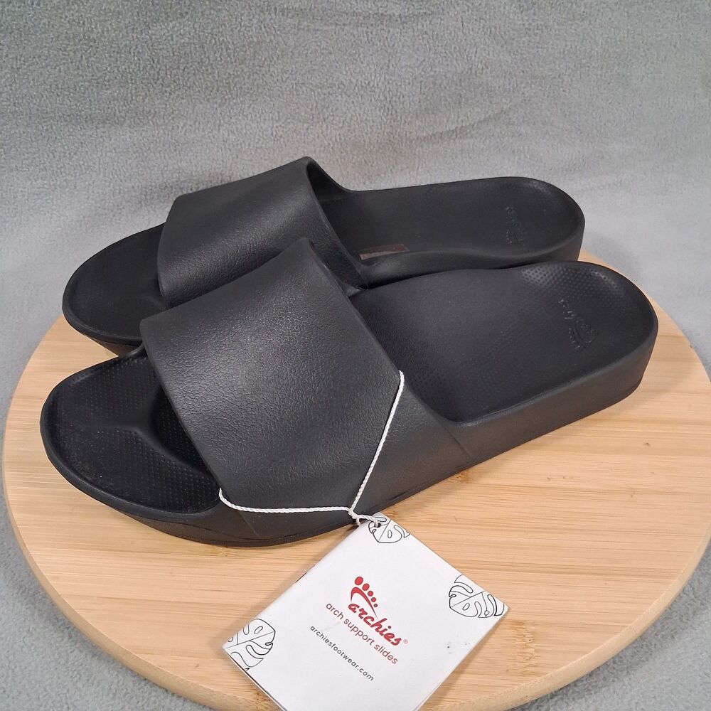 NWT Archies Footwear Men's Size 11 Support Slides Sandals Comfort Black New